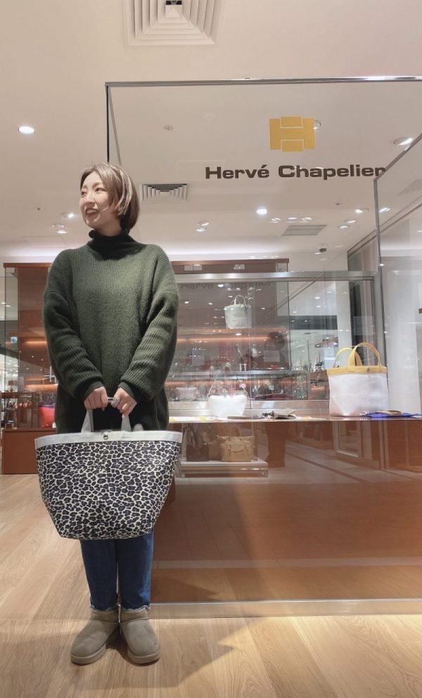 ケアカード付き【Herve Chapelier】725C パンサーブラン×シルバー×ノワール